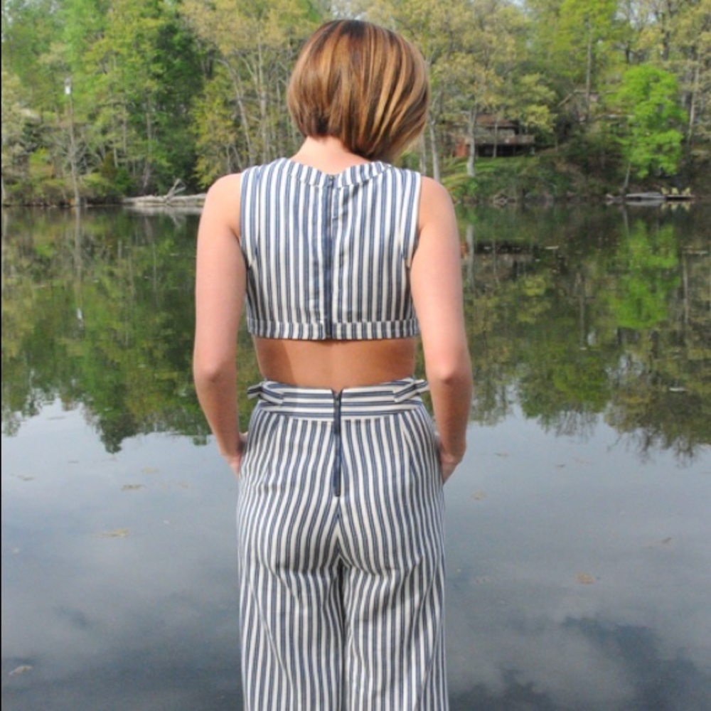 Striped Cropped Jumpsuit